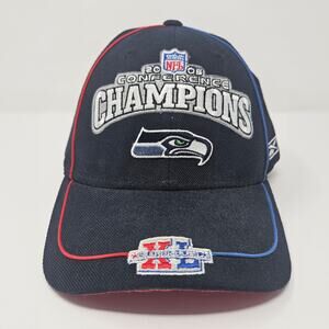 Reebok NFL Seattle Seahawks Hat 2005 Conference Champions Adjustable Cap Black